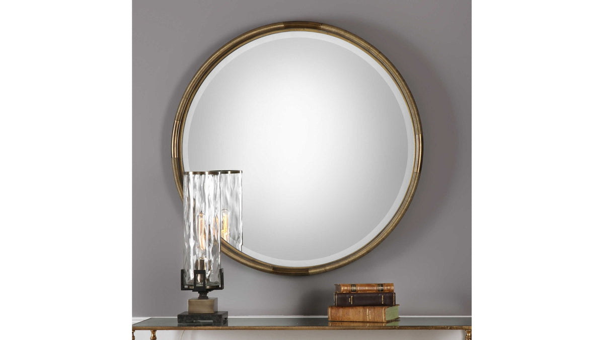 Finnick - Iron Coil Round Mirror - Gold