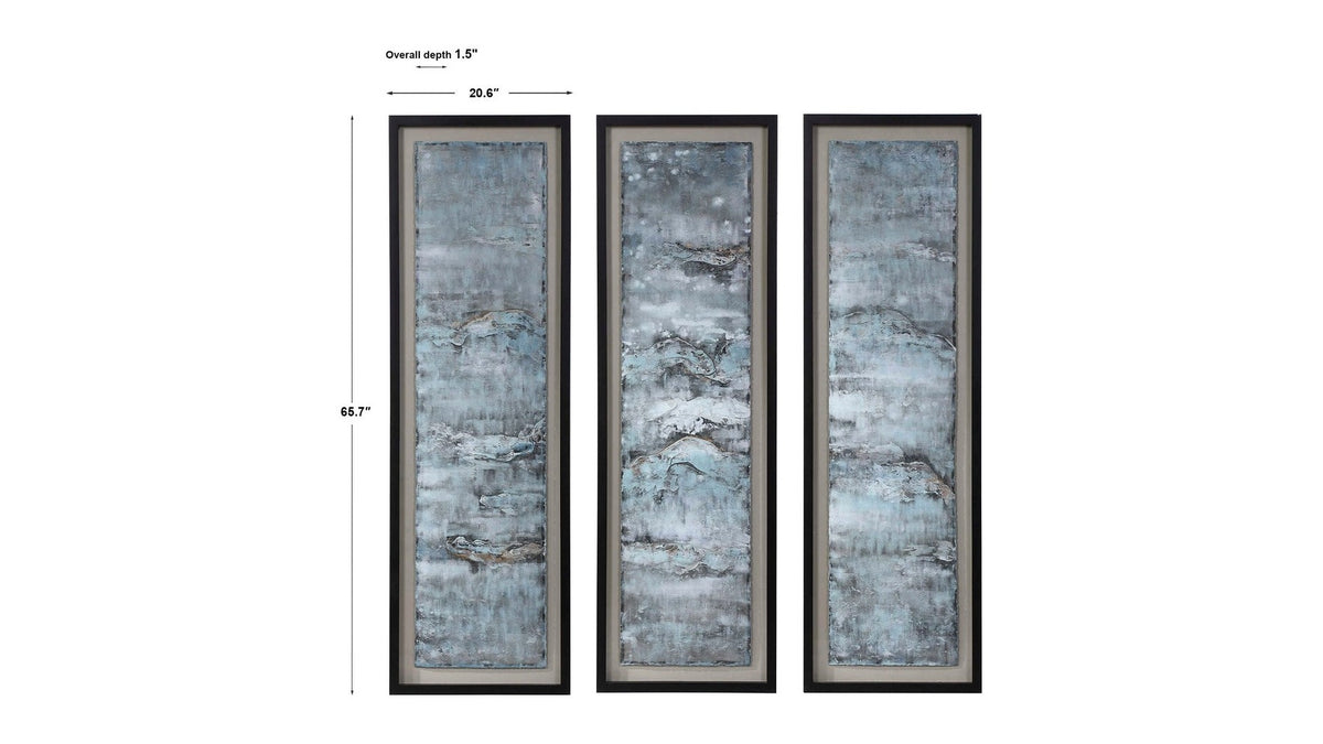Ocean Swell - Painted Metal Art Set of 3 - Blue