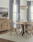Dovetail - Solid American Oak - Round Table With A Metal Pedestal