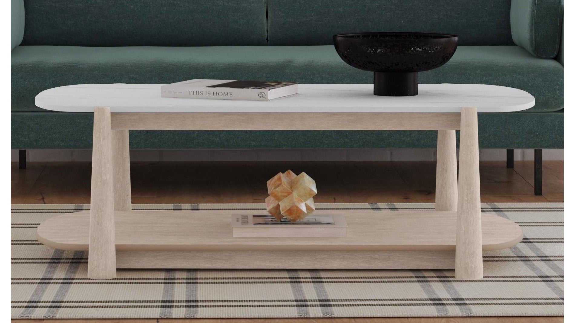 Horizons - Cocktail Table - White Oak / White Marble