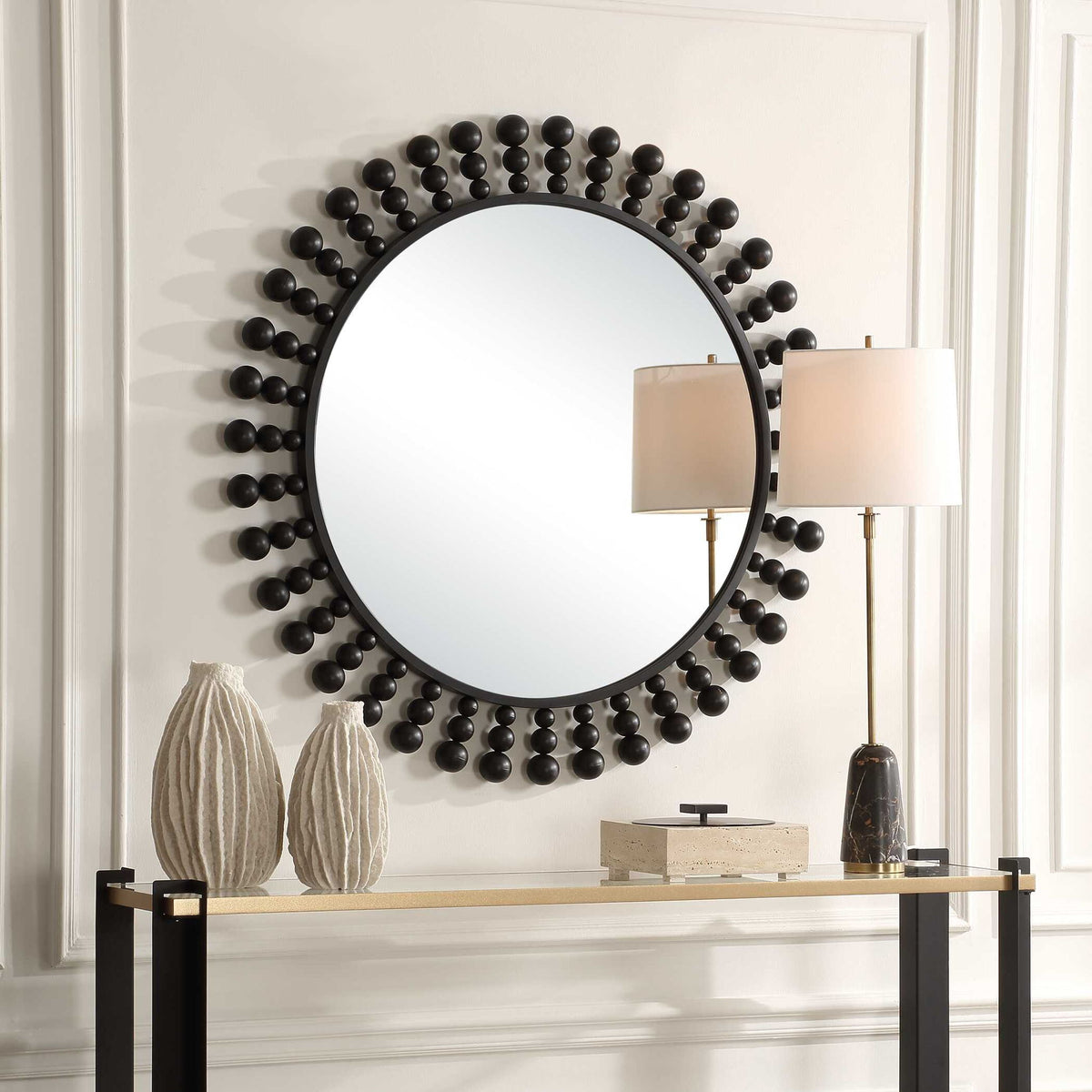 Aziel - Round Mirror - Black