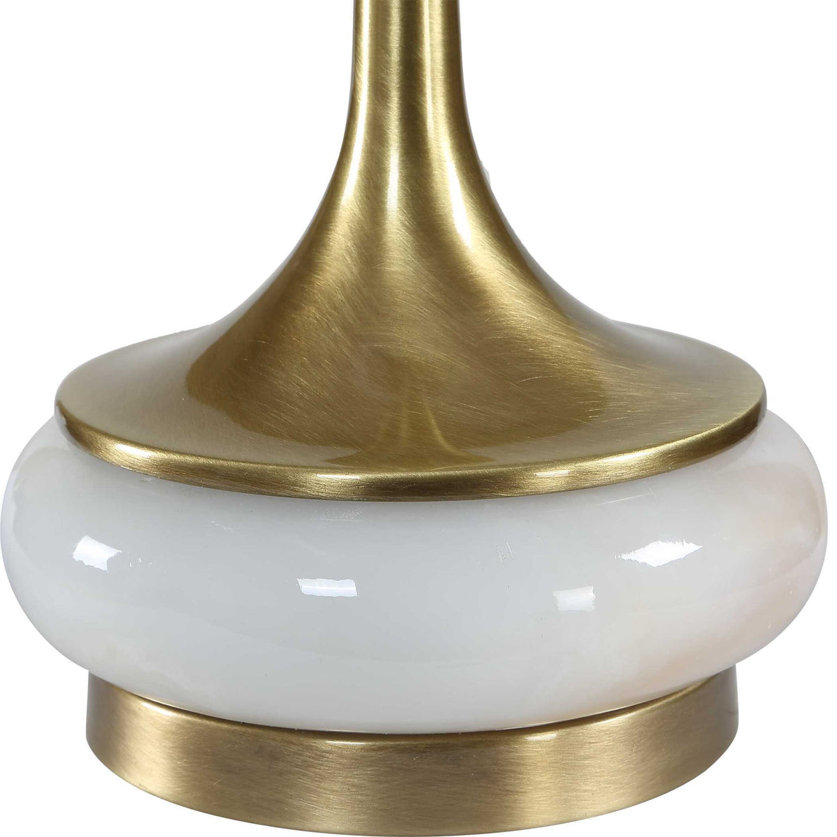 Molena - Brass &amp; Pearly Stone Table Lamp - Brass,Gold,White