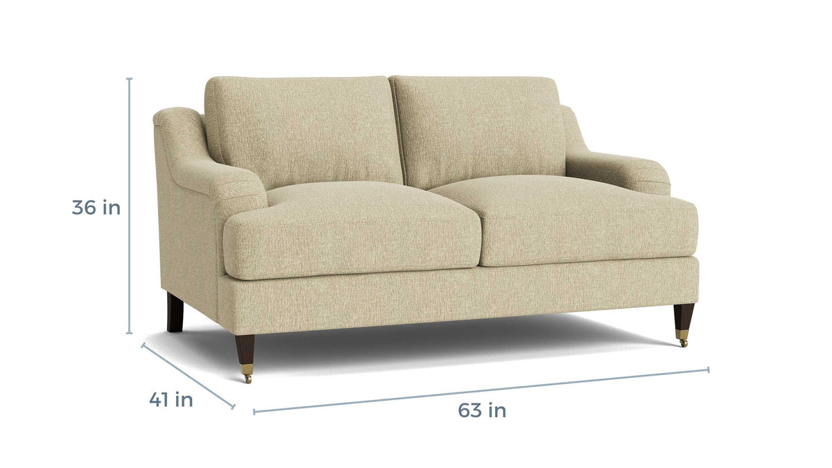 Stockten English Arm Loveseat with Casters