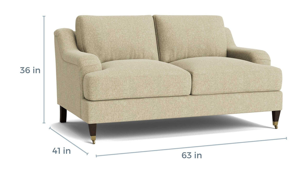 Stockten English Arm Loveseat with Casters