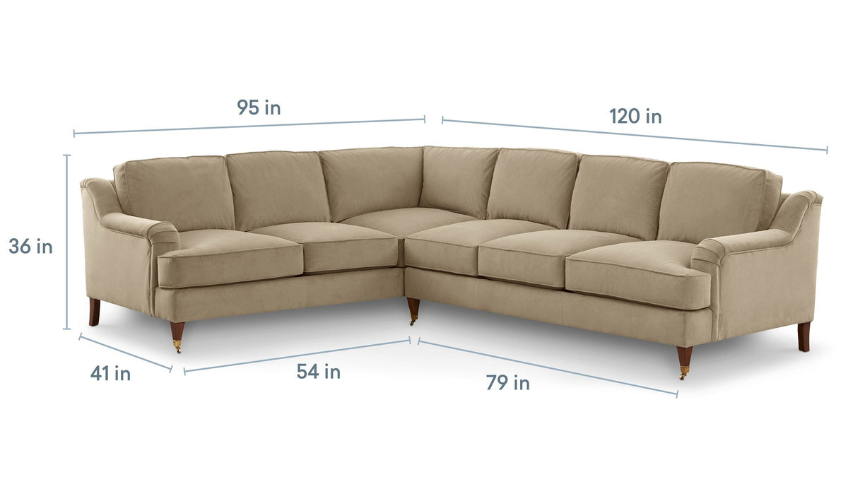 Stockten English Arm L-Shape Sectional with Casters