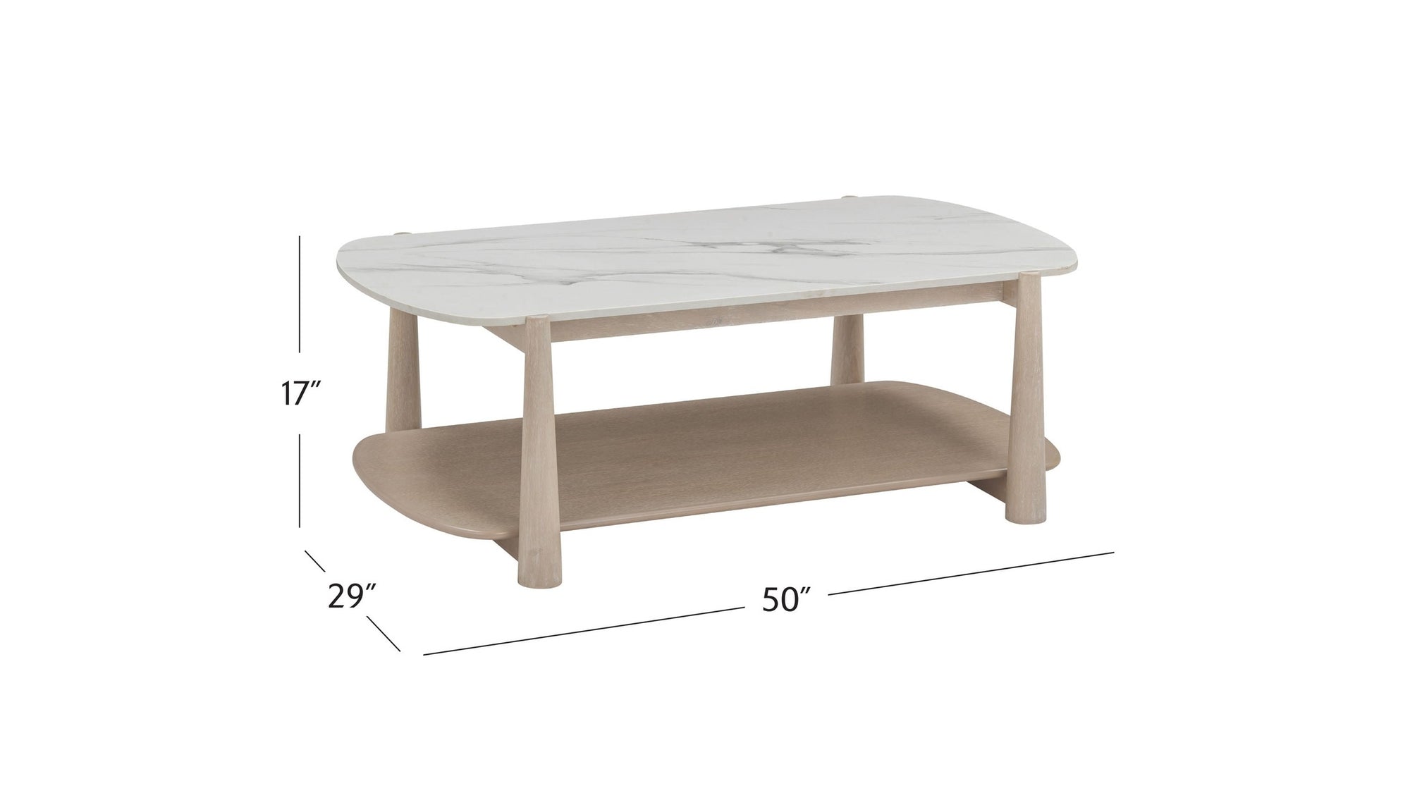 Horizons - Cocktail Table - White Oak / White Marble