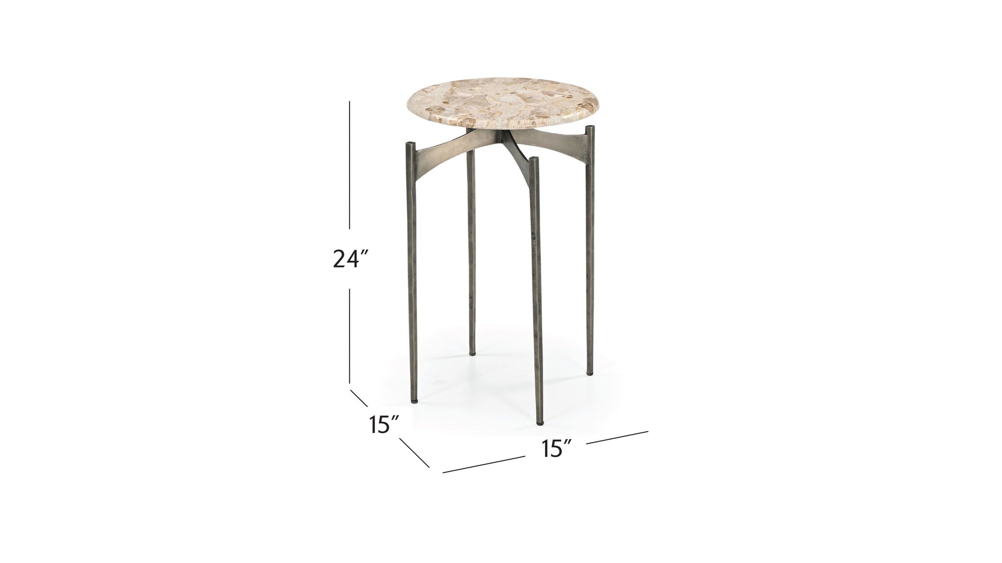 Thea - Accent Table - Italian Crema Marble / Nickel Iron