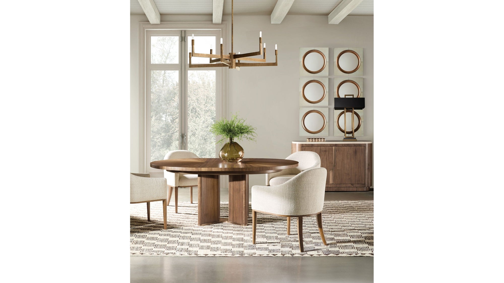 Eleana - Round Dining Table With One Leaf - Medium Wood