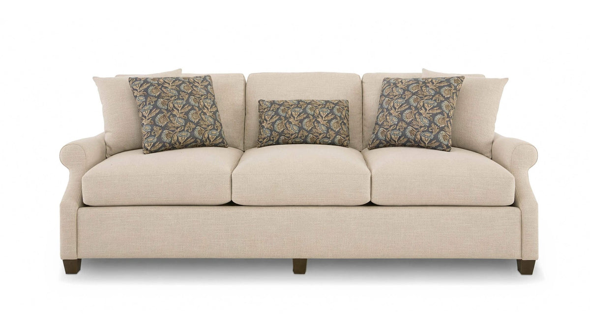 Audrey Roll Arm Sofa with Accent Pillows