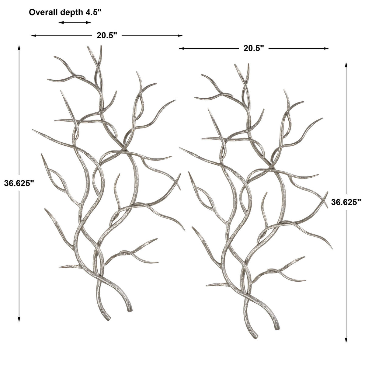 Silver Branches - Wall Art (Set of 2) - Silver