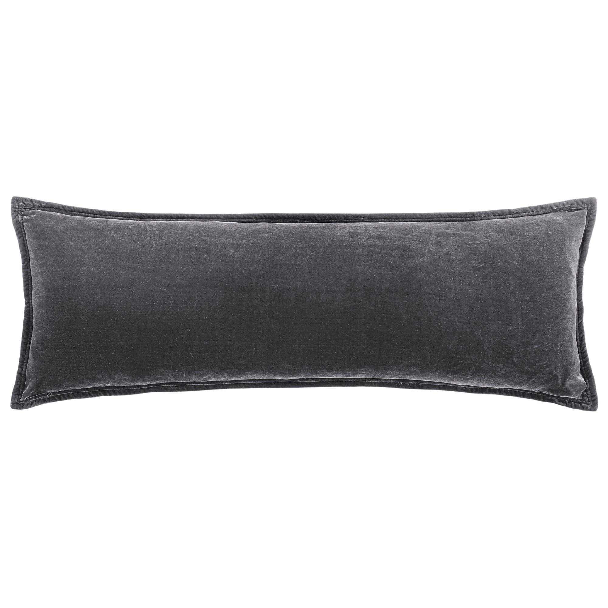 Stella - Faux Silk Velvet Long Lumbar Pillow - Slate