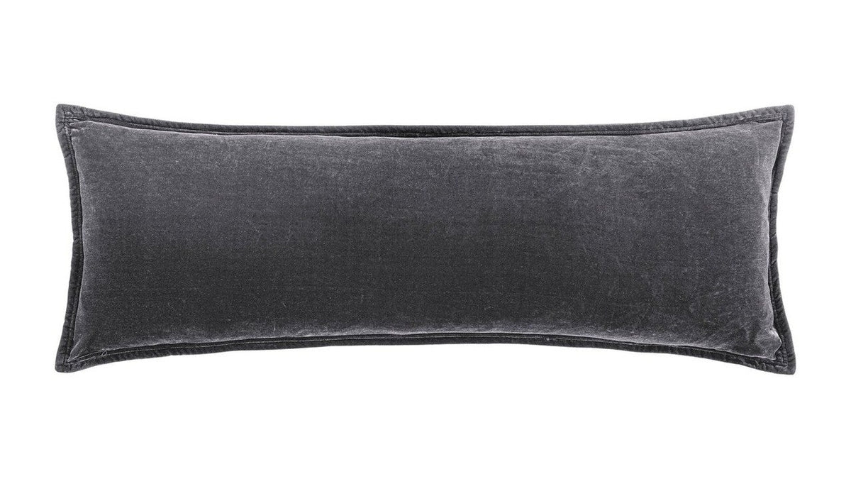 Stella - Faux Silk Velvet Long Lumbar Pillow - Slate