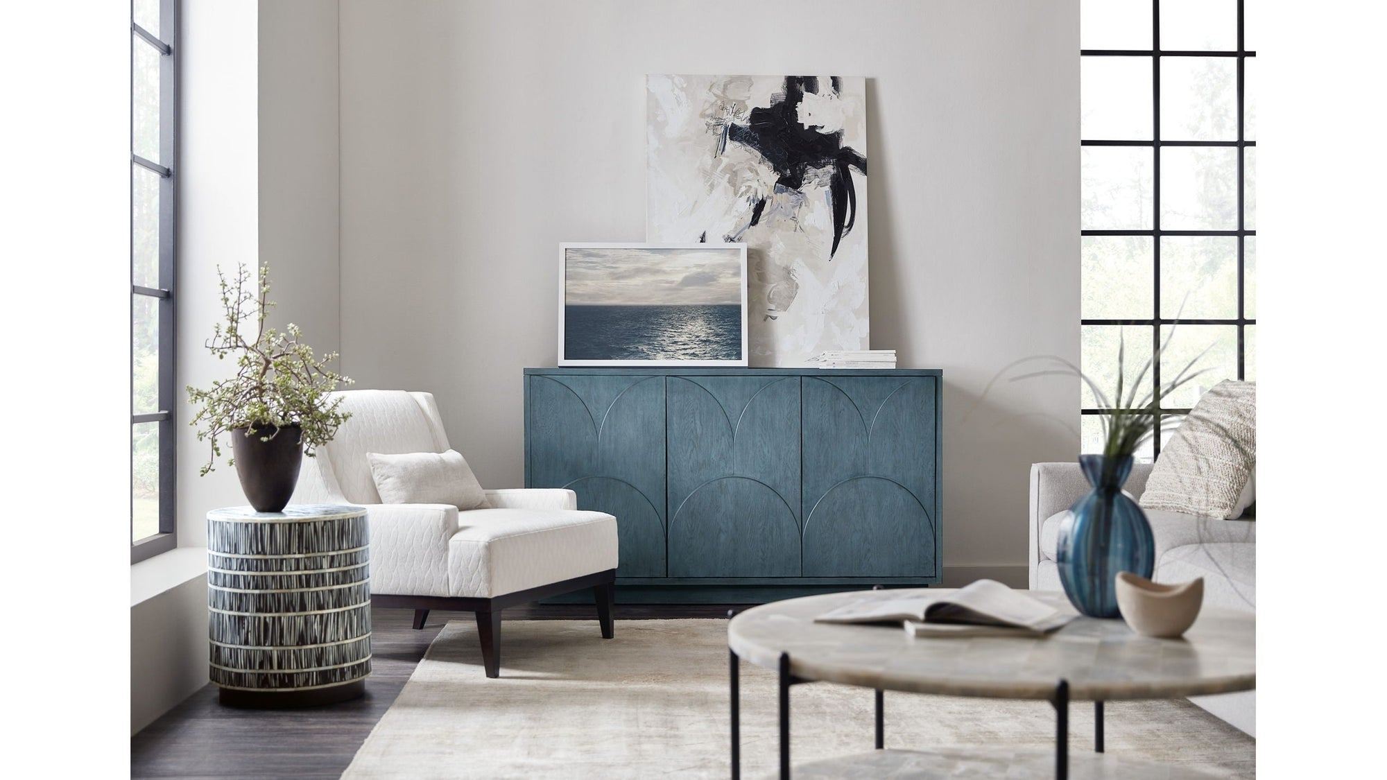 Melange - Round Valley Three Door Entertainment Credenza - Blue