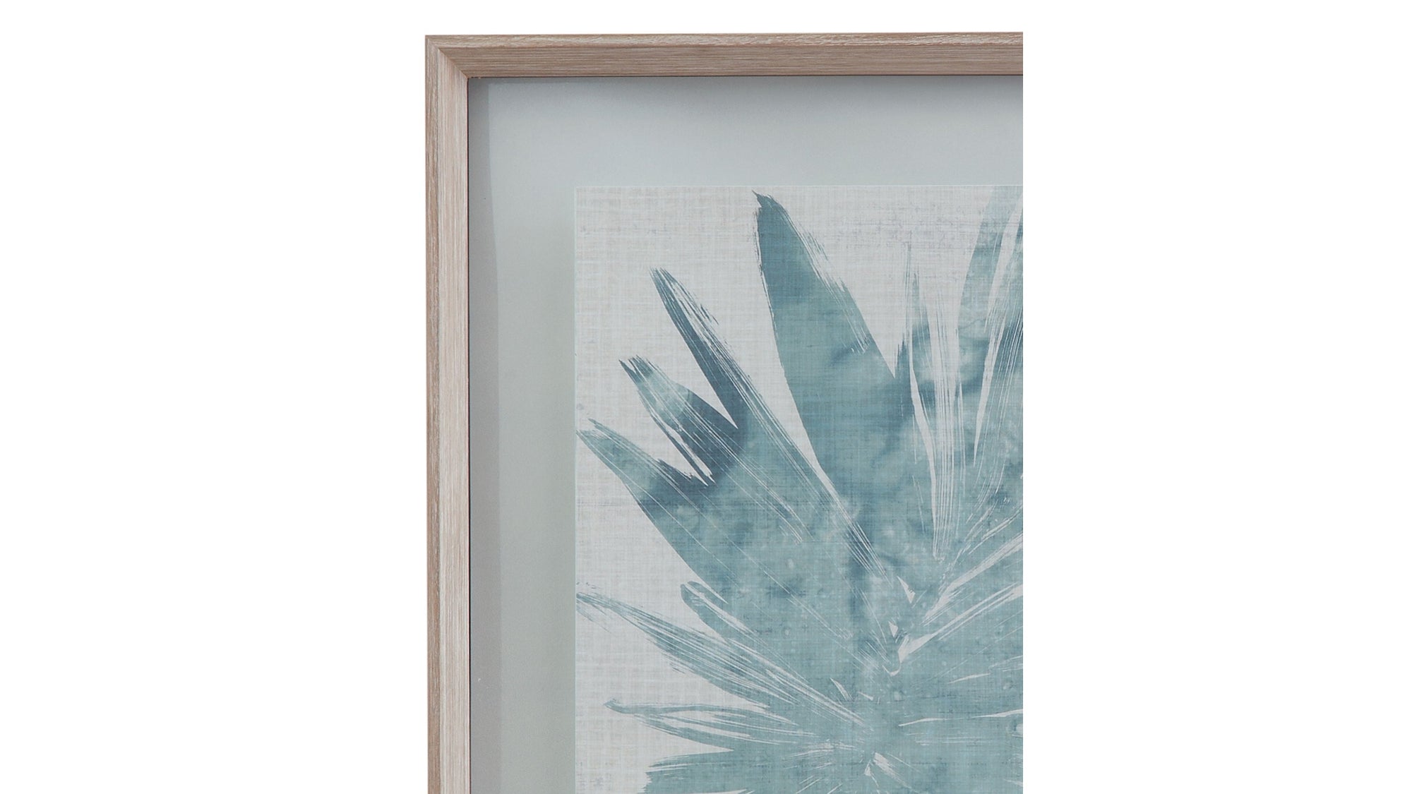 Burlap Ocean Palm III Framed Print - Light Blue