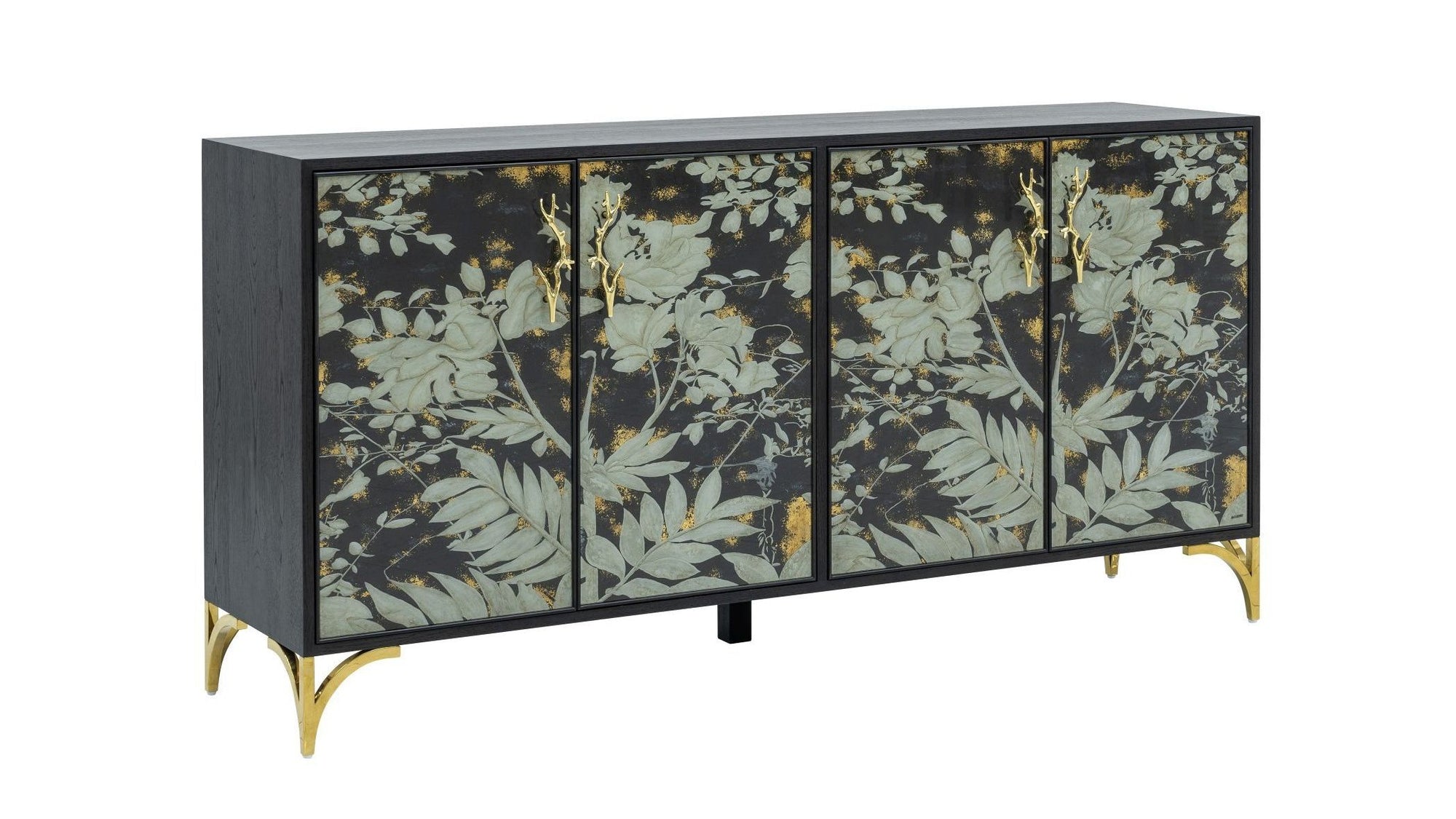 Nara - Server - Matte Black /Back-Painted Glass Doors