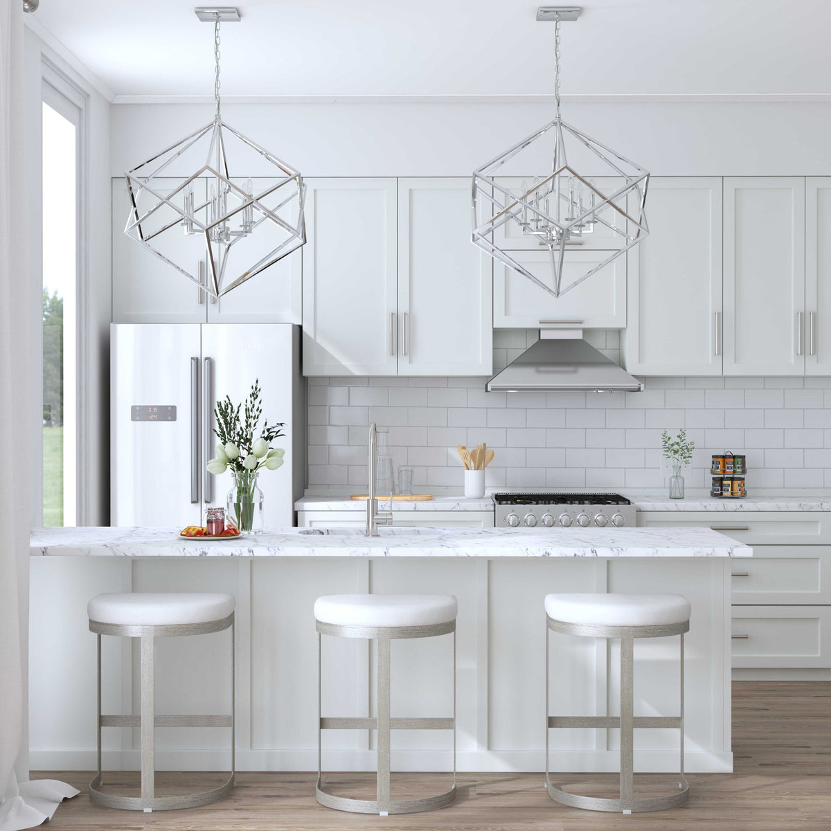Euclid - 6 Light Cube Pendant - Nickel