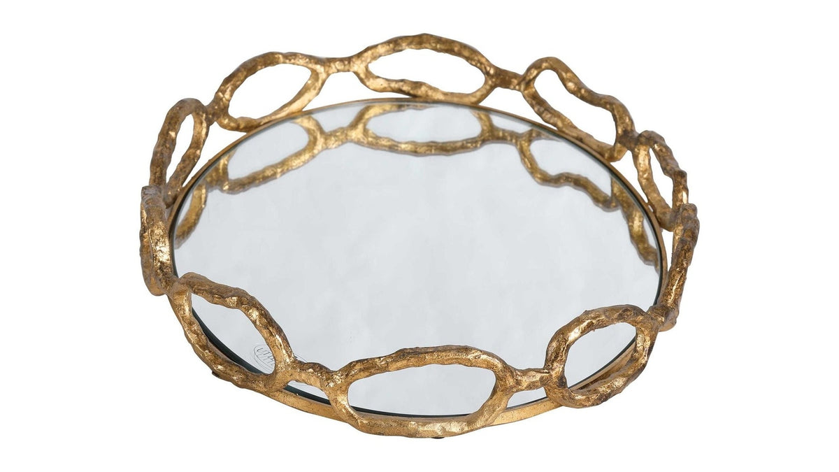 Cable - Chain Mirrored Tray - Gold