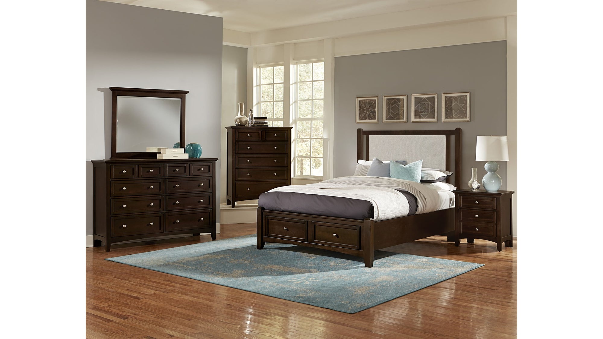 Bonanza - Pebble Gray Upholstered Bed With Storage Footboard