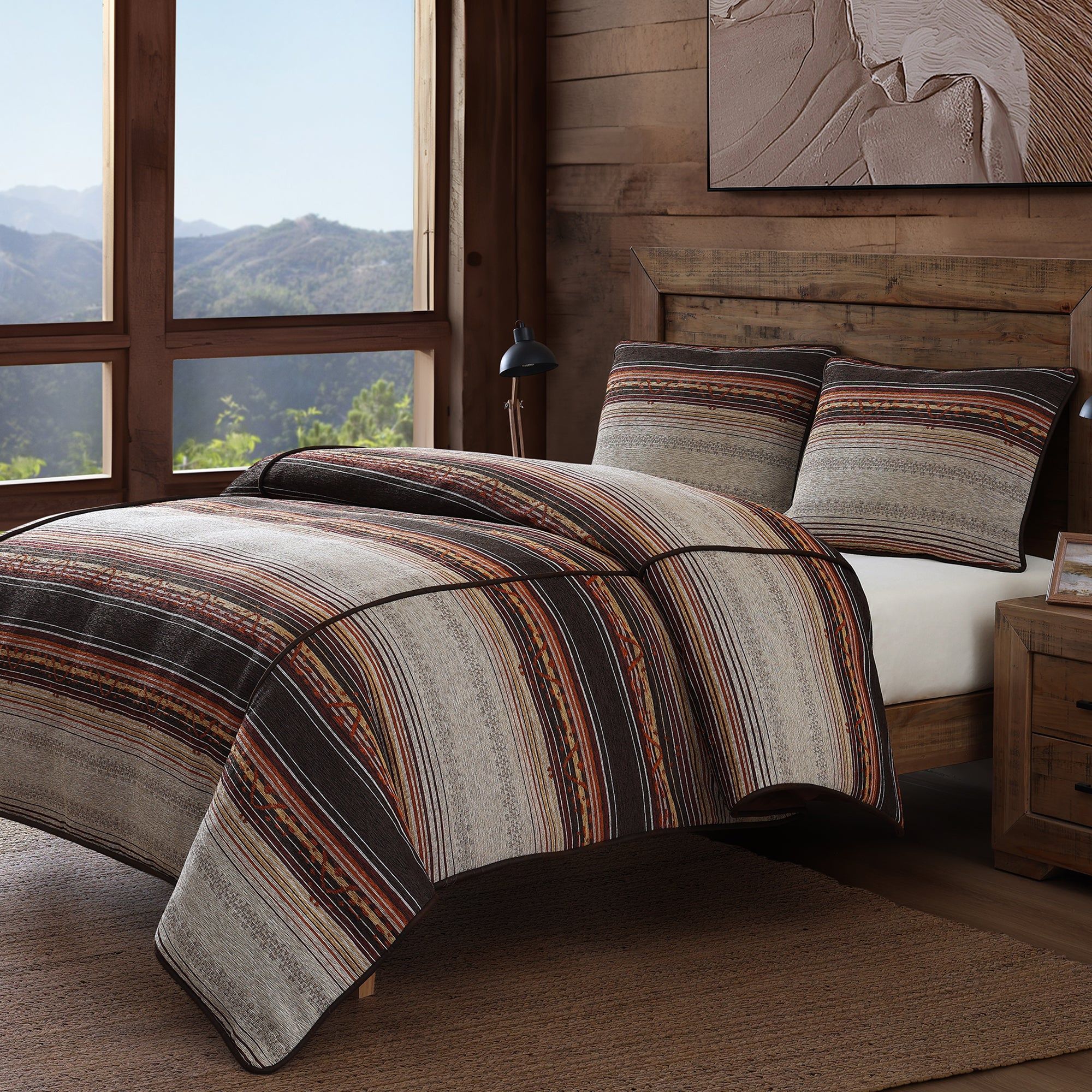 Estes - Twin Chenille Comforter Set (Set of 2) - Copper