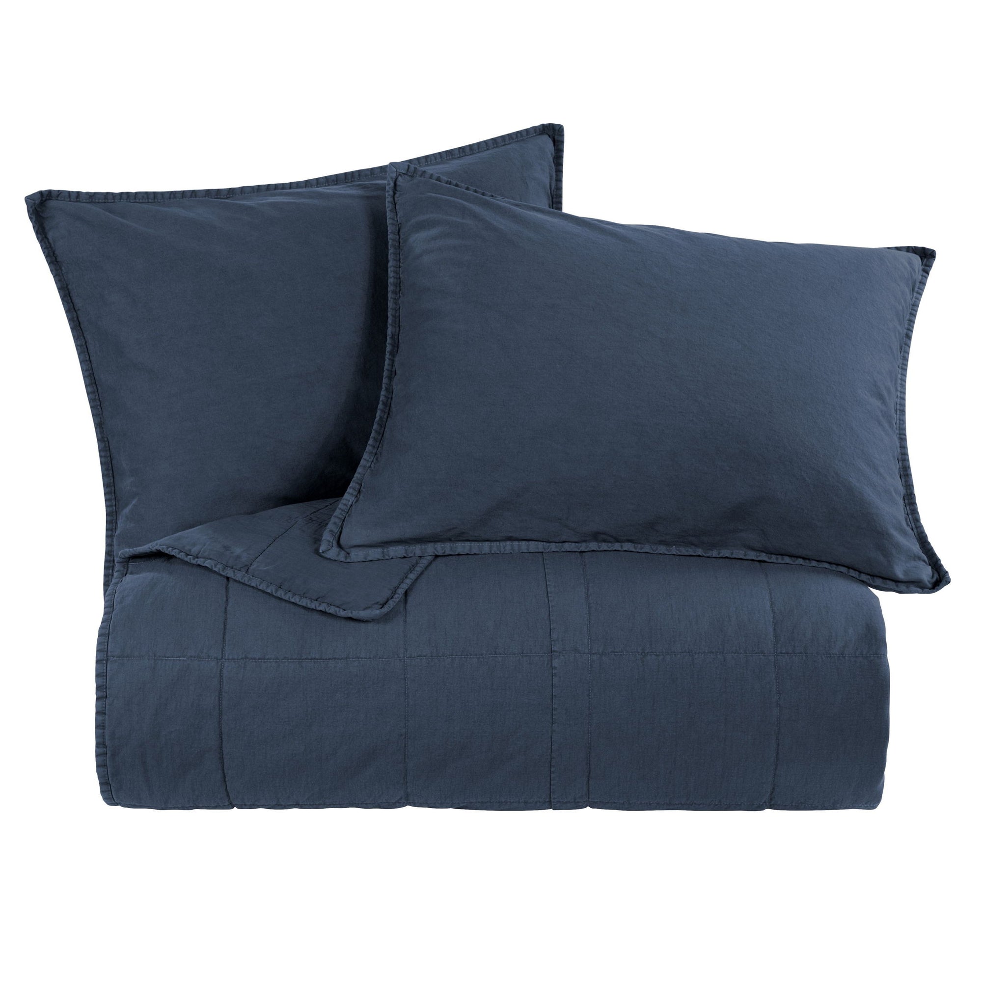 Cotton Canvas - Full/Queen Stonewashed Coverlet Set (Set of 3) - Denim
