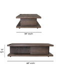Athens - Rectangular Coffee Table With Casters - Chocolate Brown