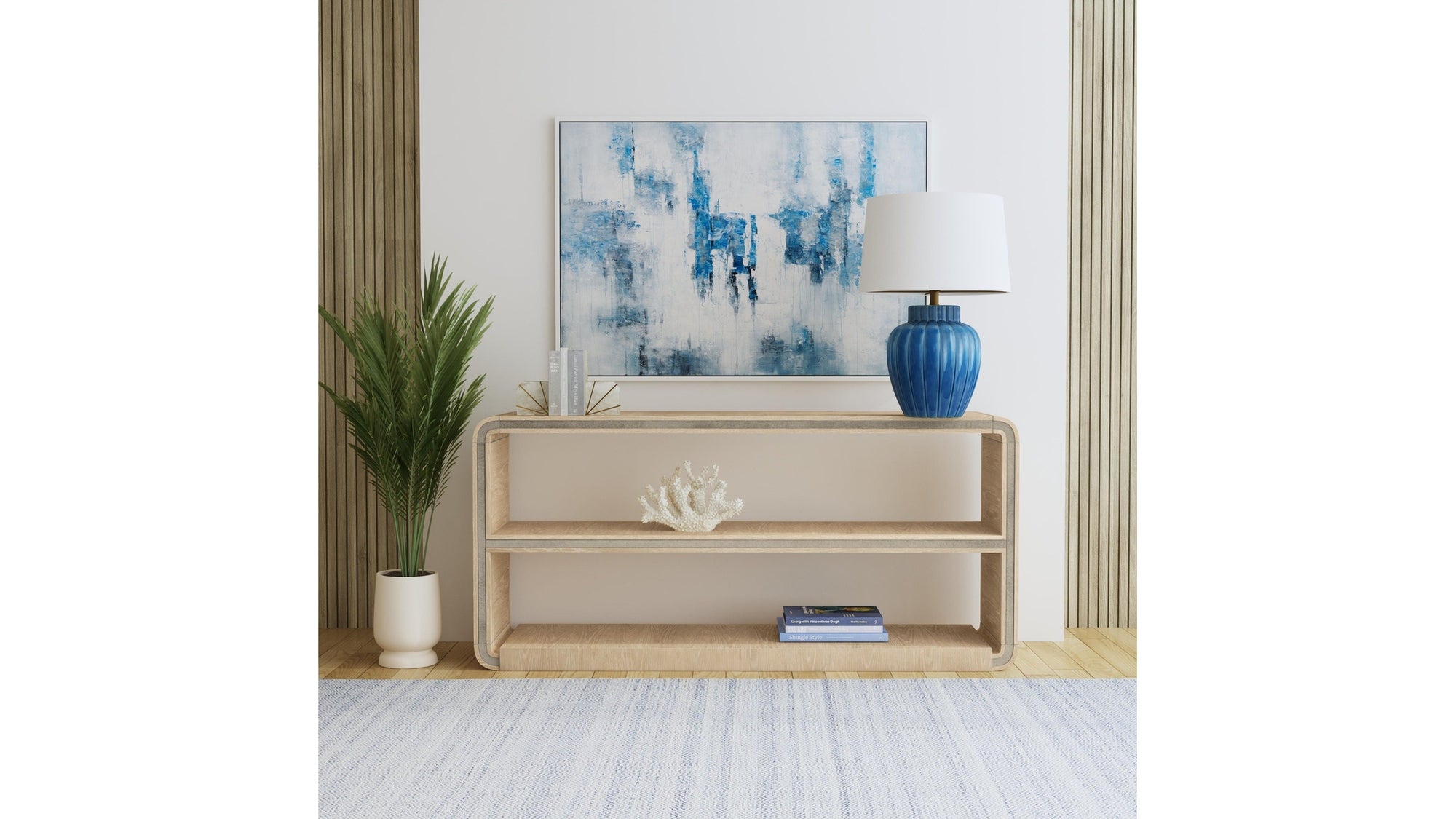 Avery - Table Lamp - Blue / White