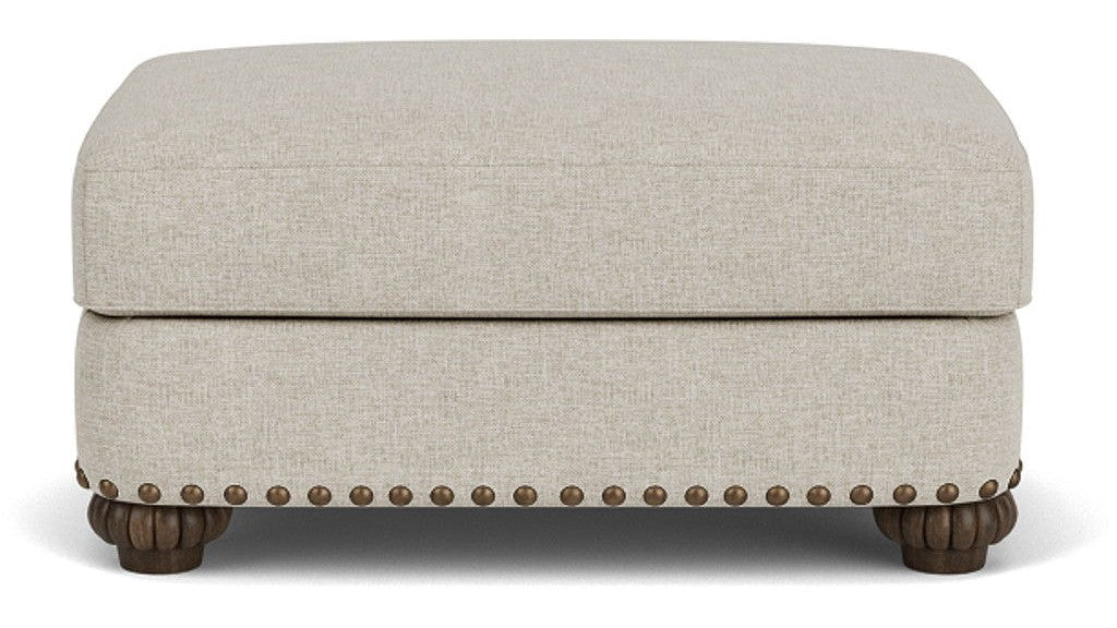 Patterson - Fabric Ottoman, Nailhead Trim
