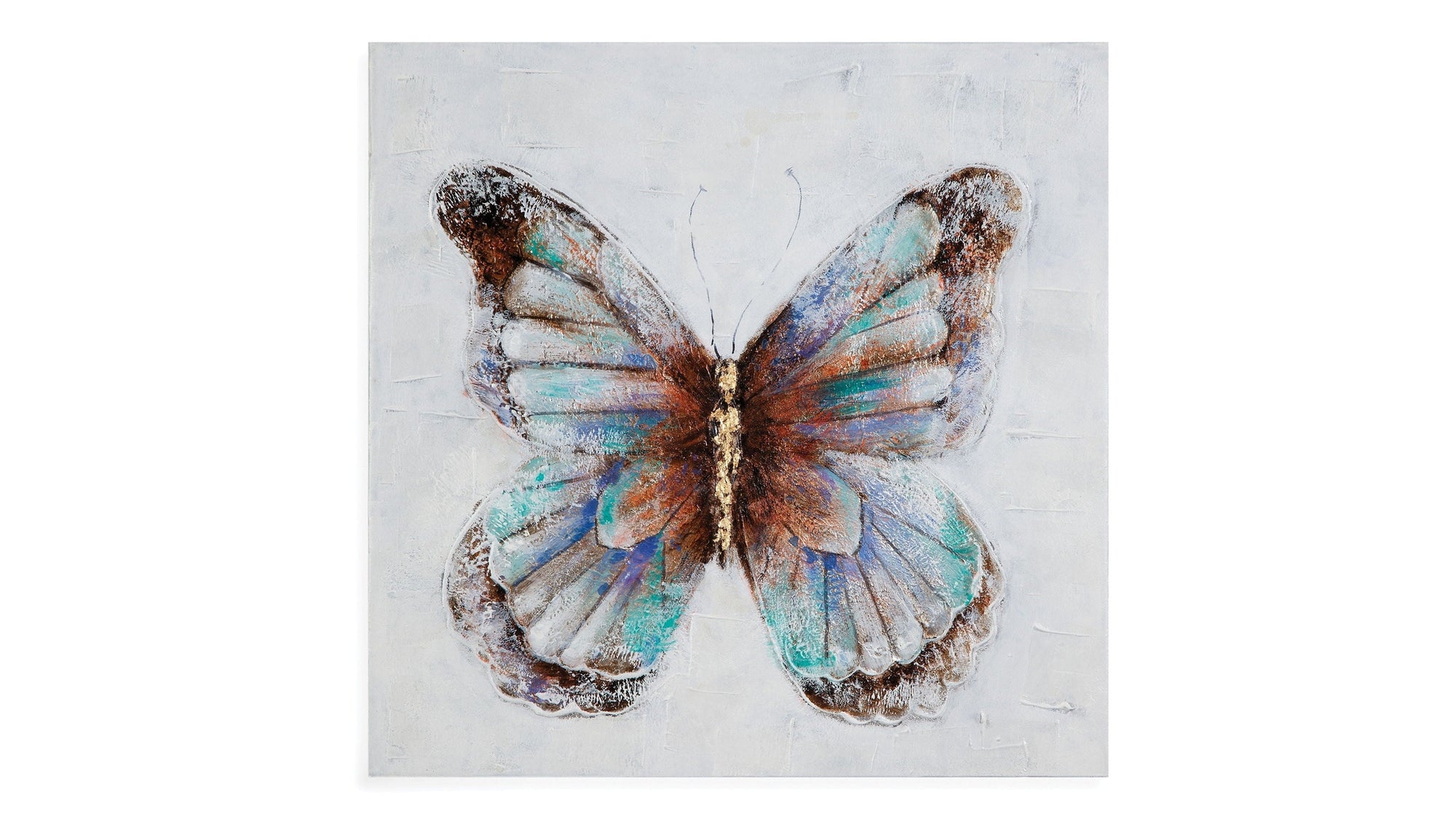 Metallic Butterflies Canvas Art Set of 4 - Blue