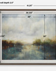 Blue Reverie - Framed Abstract Lake Print - Light Brown
