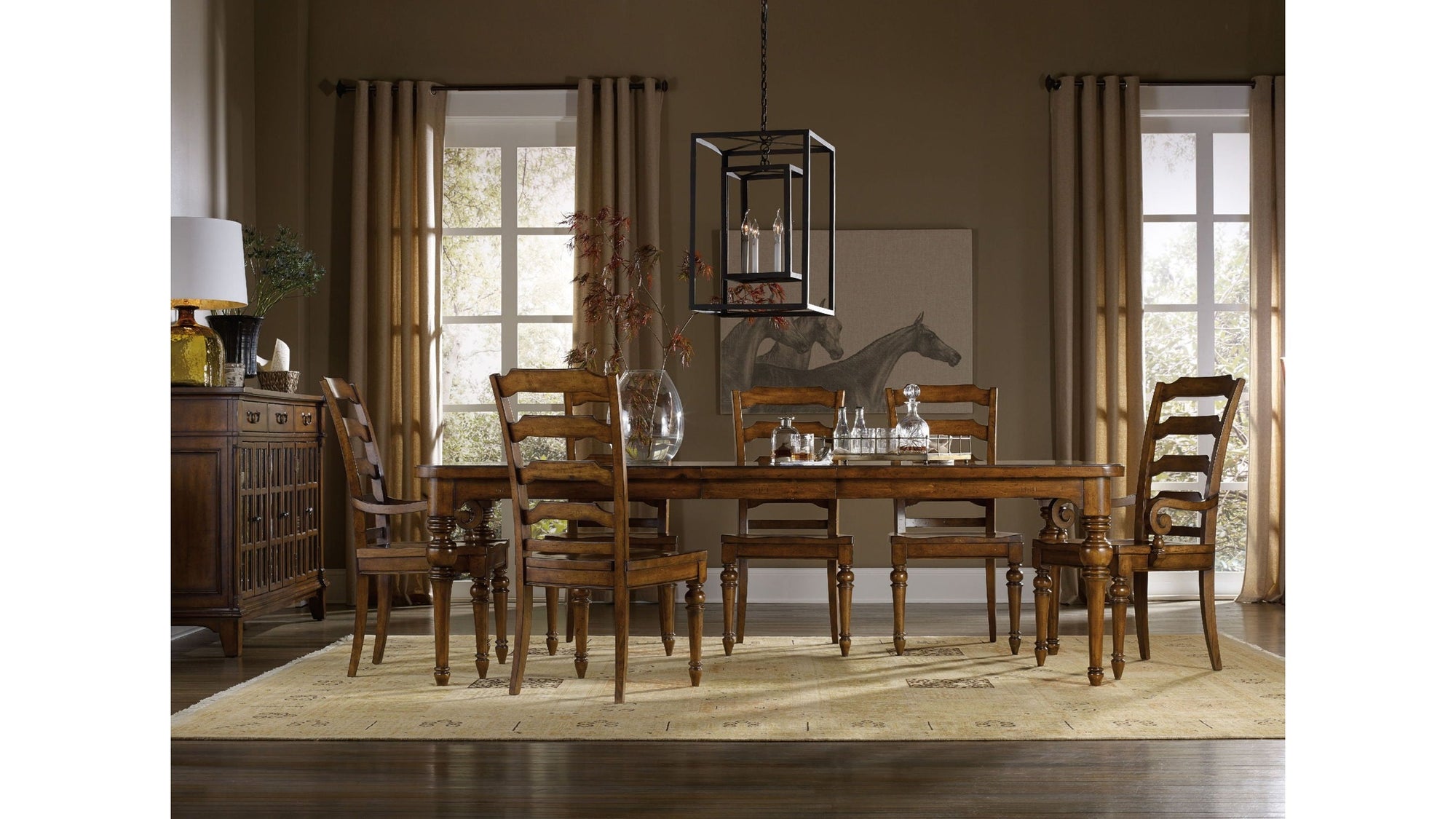 Tynecastle - Rectangle Leg Dining Table With Two 18" Leaves - Dark Brown