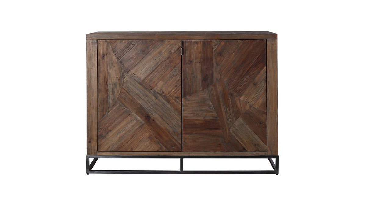 Evros - Reclaimed Wood 2 Door Cabinet - Dark Brown