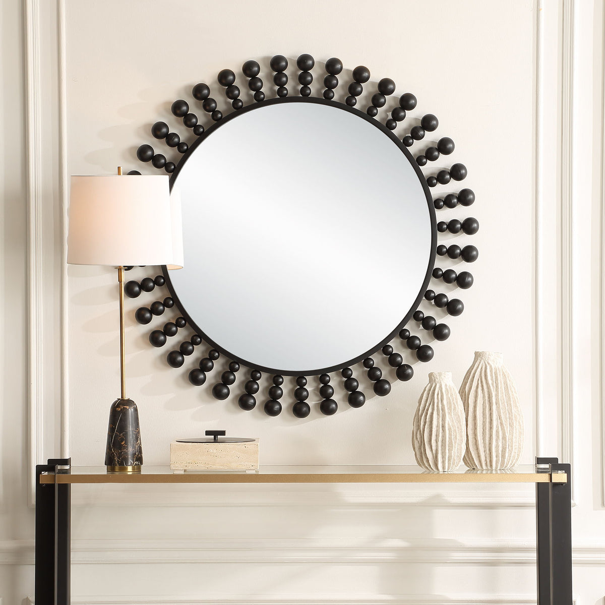 Aziel - Round Mirror - Black