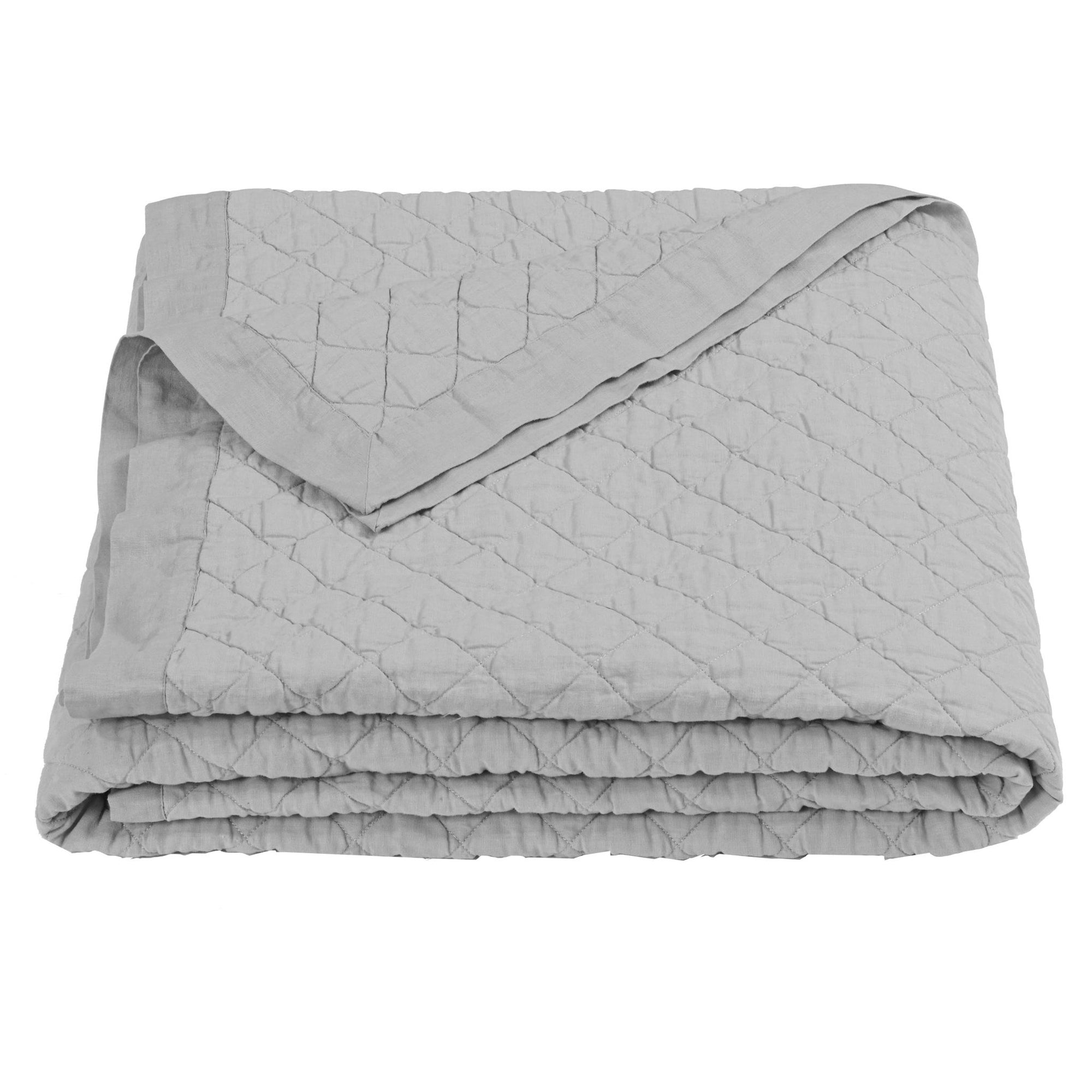 Diamond Linen - Full/Queen Linen Cotton Diamond Quilt - Gray