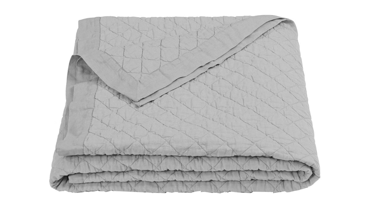 Diamond Linen - Full/Queen Linen Cotton Diamond Quilt - Gray