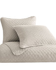 Anna - King Diamond Quilted Coverlet Set (Set of 3) - Light Tan