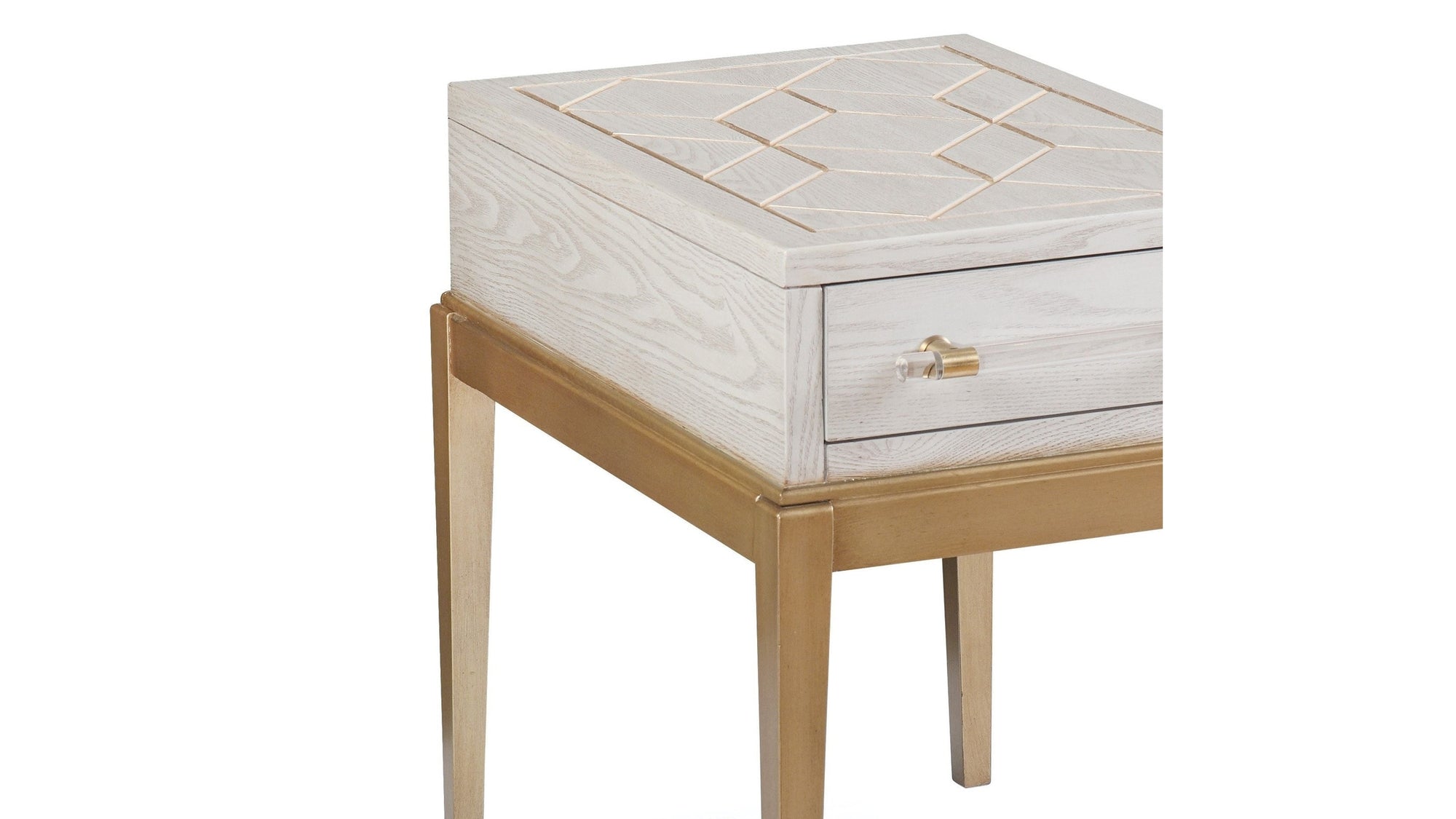 Perrine - Chairside Table - White / Gold