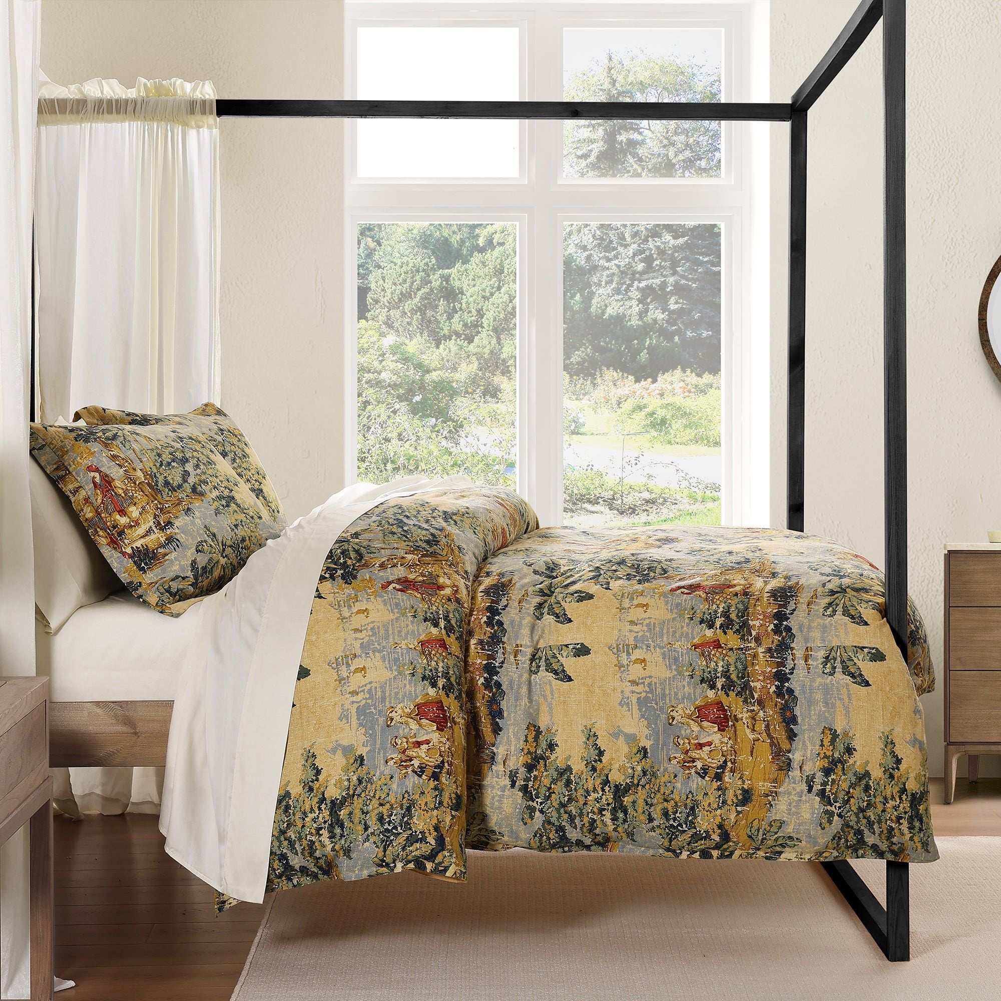 Provence - King Washed Linen Duvet Cover Set (Set of 3) - Multi Color