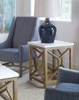 Catali - Stone End Table - White & Light Brown