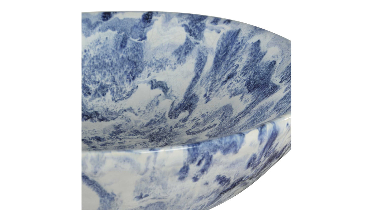 Indigo - Marble Pedestal Bowl - Blue,White