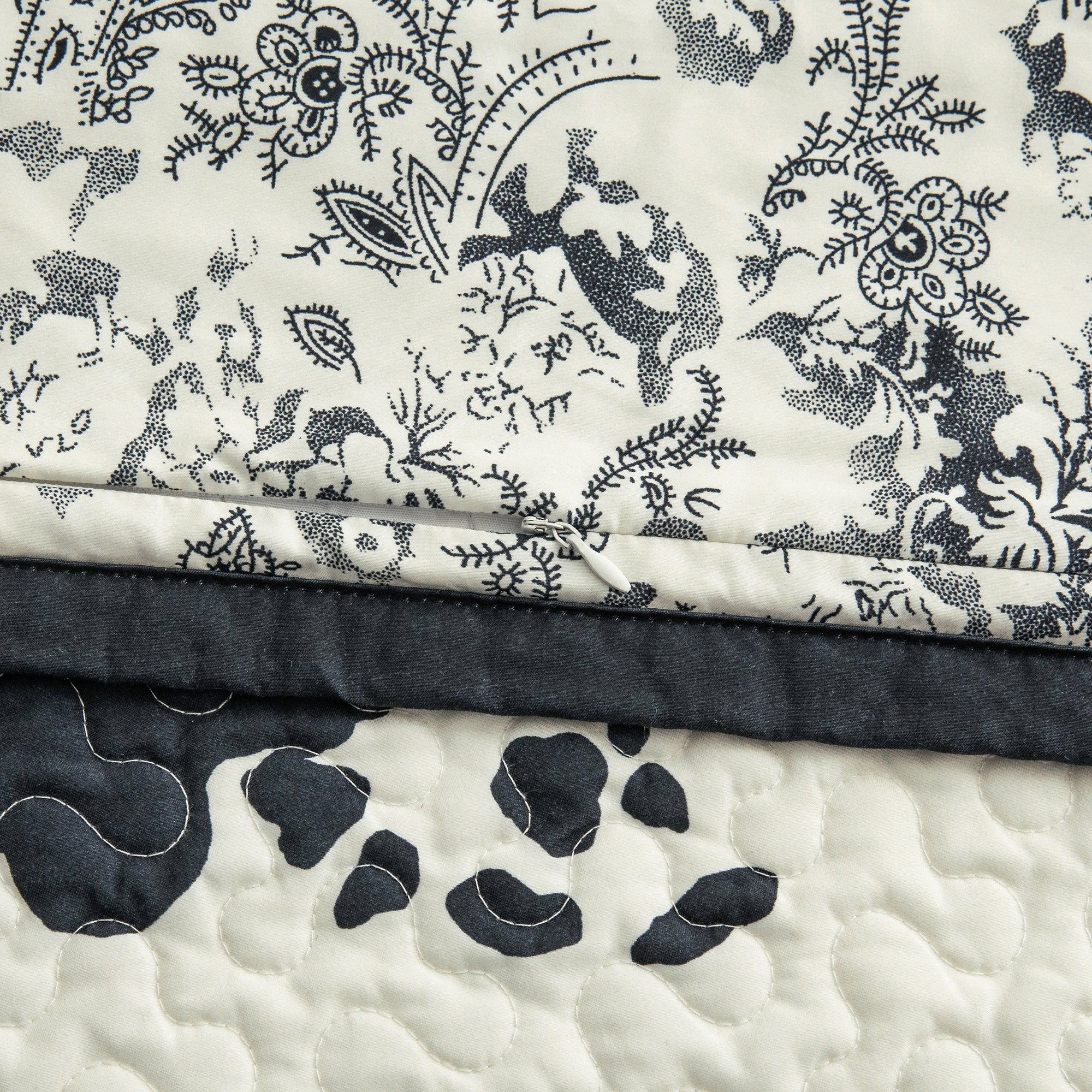 Clara - King Cowhide Reversible Quilt Set (Set of 3) - Black