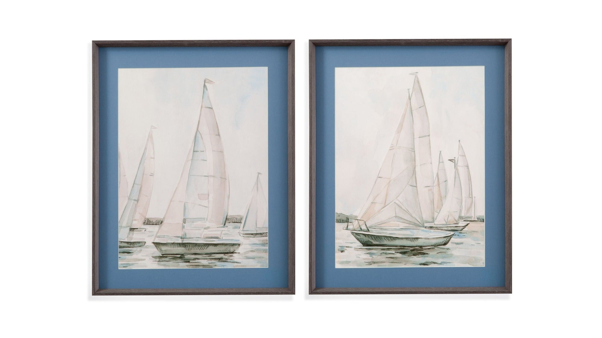 Sail Scribble I Framed Print - Blue
