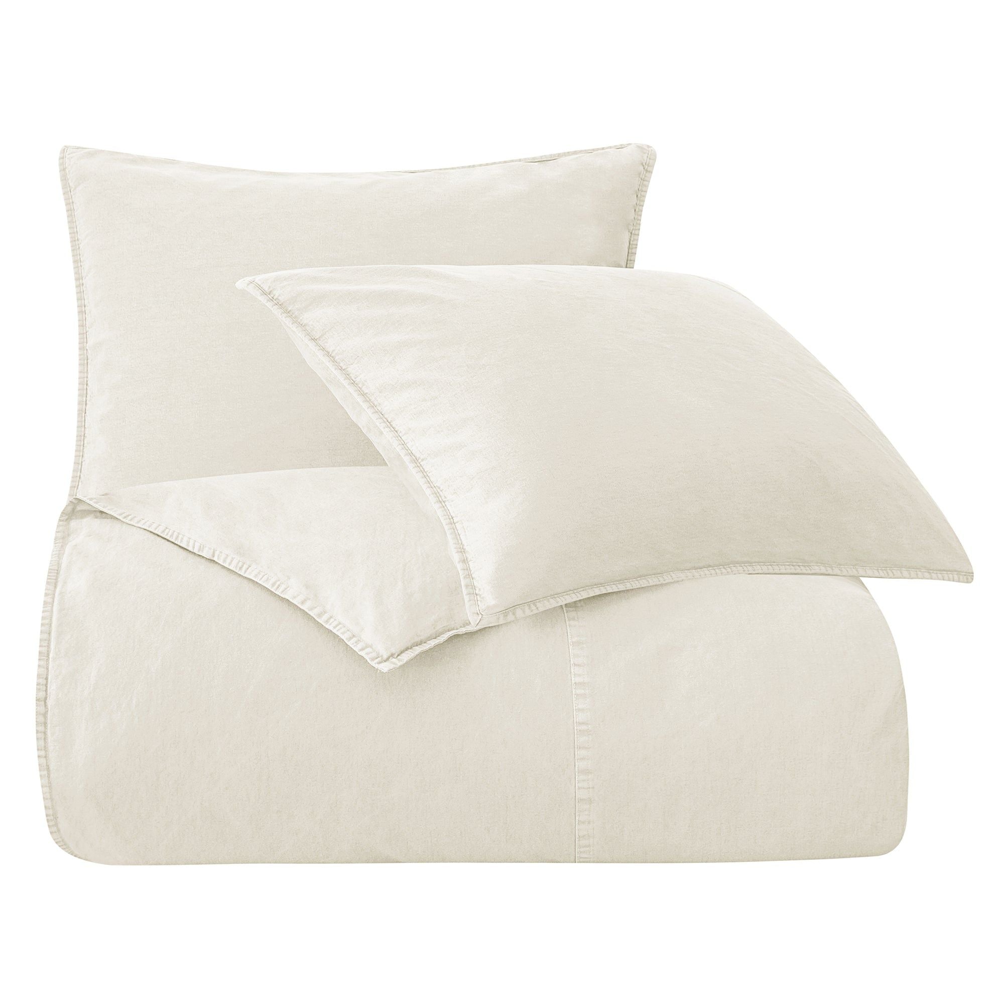 Cotton Canvas - King Stonewashed Duvet Cover Set (Set of 3) - Natural