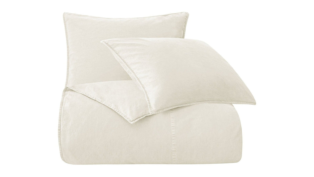 Cotton Canvas - Queen Stonewashed Duvet Cover Set Set of 3 - Natural
