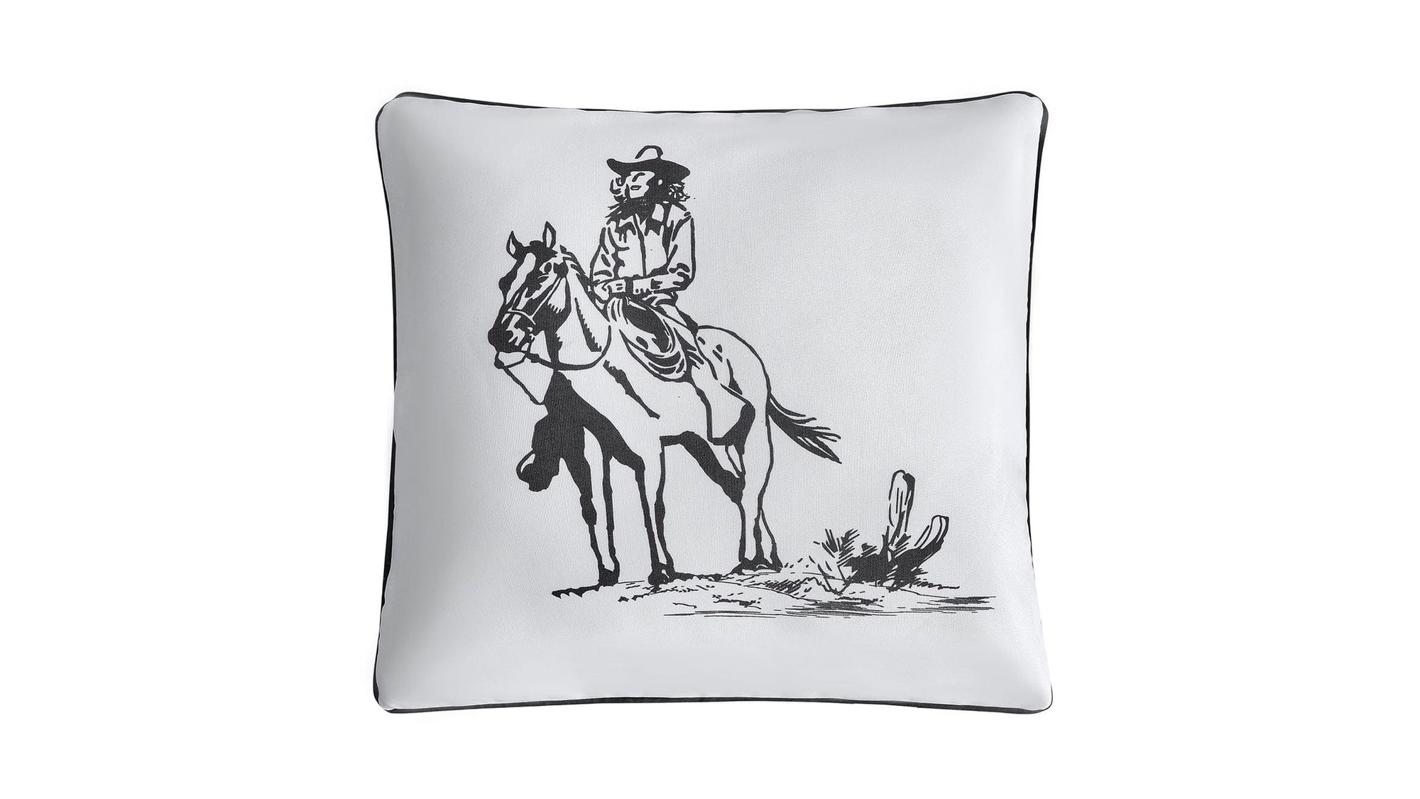 Ranch Life - Indoor/Outdoor Pillow Cowgirl, 2 Per Carton - White / Black