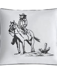 Ranch Life - Indoor/Outdoor Pillow Cowgirl, 2 Per Carton - White / Black