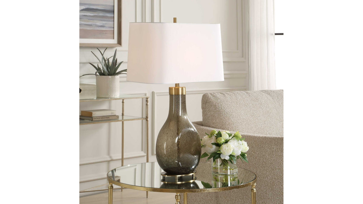 Shyla - Dark Glass Table Lamp - White