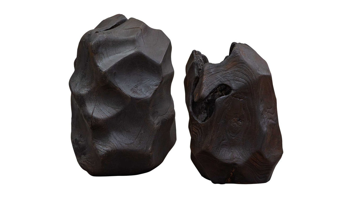 Ember Root - Teak Sculpture Set of 2 - Black