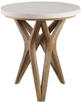 Marnie - Limestone Side Table - White & Light Brown
