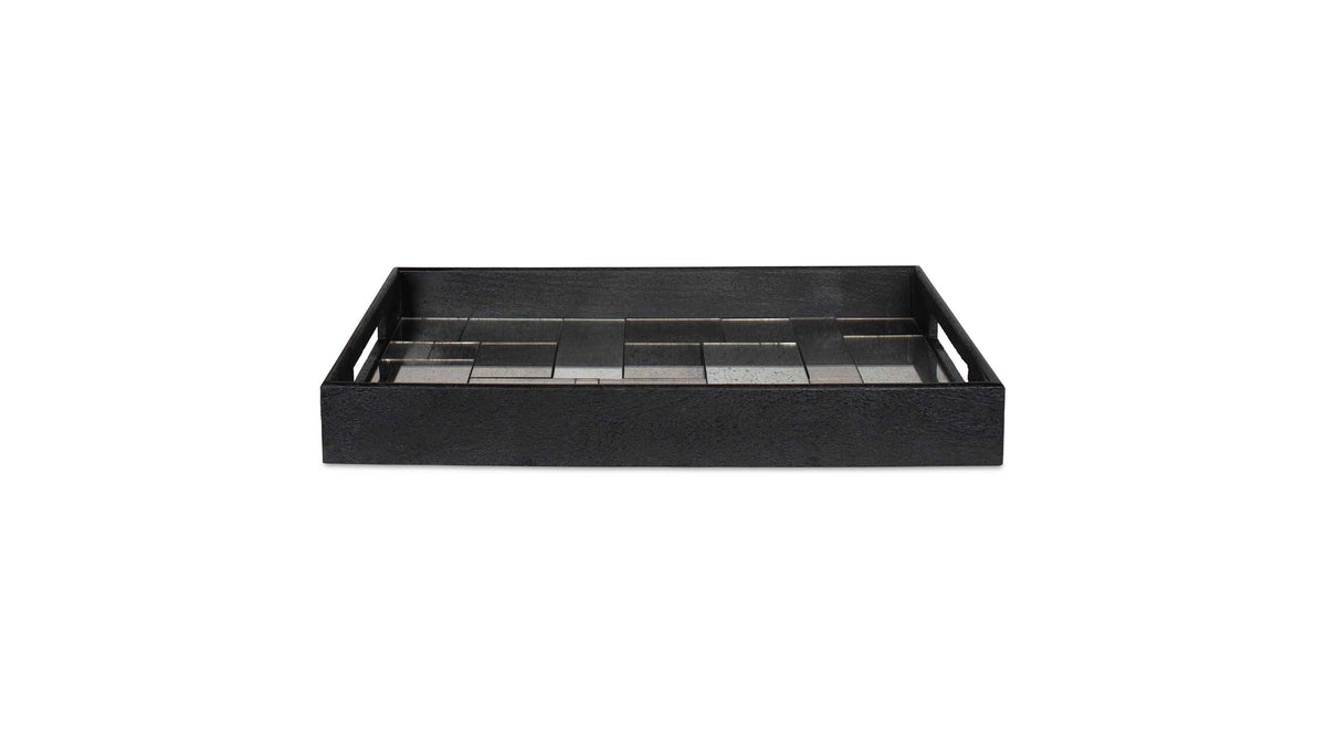 Modern - Mosaic Antique Mirrored Tray - Black