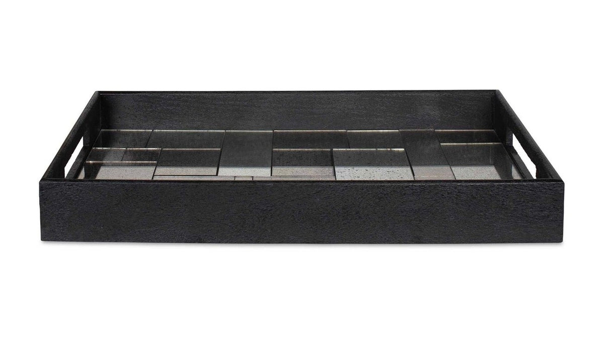Modern - Mosaic Antique Mirrored Tray - Black